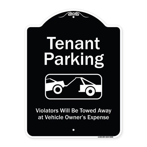 Designer Series-Tenant Parking Violators Towed Away With Graphic, 24" x 18", BW-1824-9880